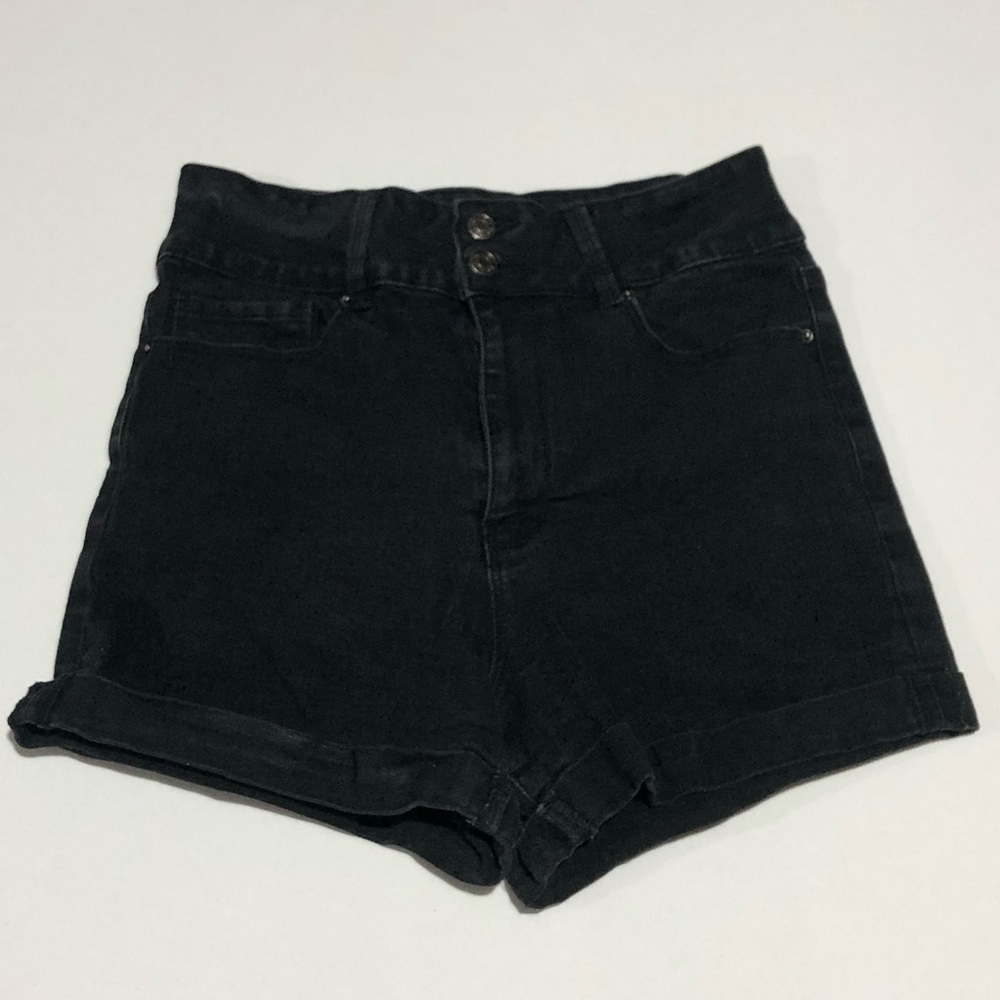 YMI Women’s High Waist Black Denim Cuffed Shorts Size 9